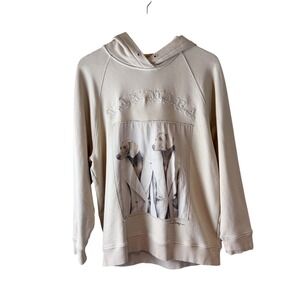 Max Mara Lillo Dog Print‎ Hoodie Sweatshirt in Sand sz M/L